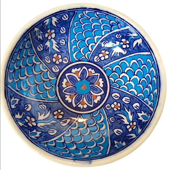Iznik Cini Hand Painted Ceramic Turkey Bowl Art - Picture 8 of 8